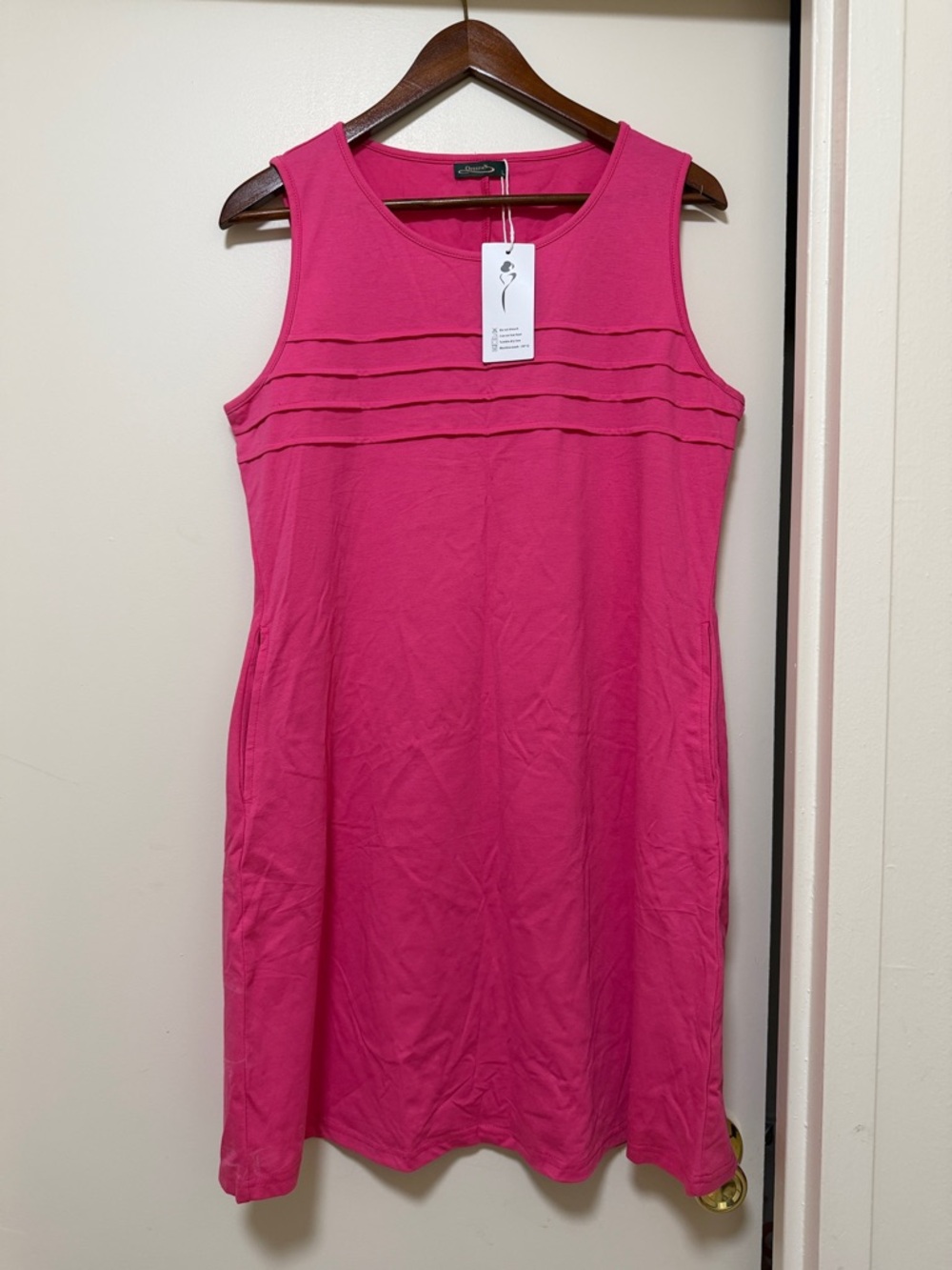 Ladies' Sleeveless Hot Pink Shift Dress by Ofeefan